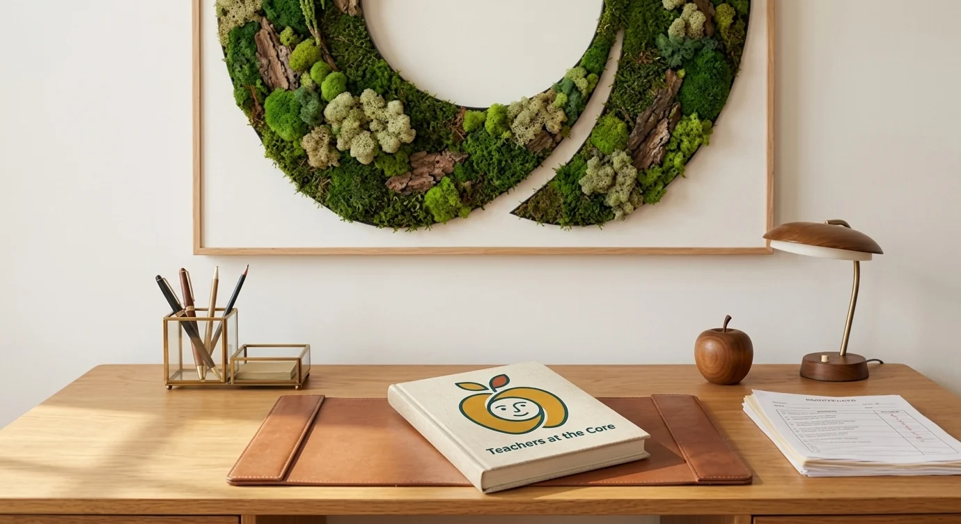 Teachers at the Core hardcover book on wooden desk setup